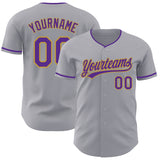 Custom Gray Purple-Old Gold Authentic Baseball Jersey