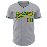 Custom Gray Green-Gold Authentic Baseball Jersey