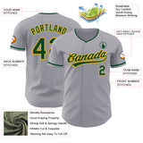 Custom Gray Green-Gold Authentic Baseball Jersey