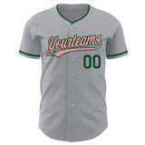 Custom Gray Medium Pink-Green Authentic Baseball Jersey