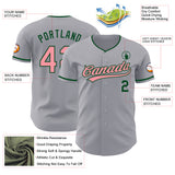 Custom Gray Medium Pink-Green Authentic Baseball Jersey