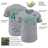 Custom Gray Kelly Green-White Authentic Baseball Jersey