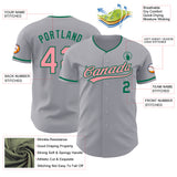 Custom Gray Medium Pink-Kelly Green Authentic Baseball Jersey
