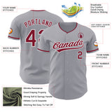 Custom Gray Crimson-White Authentic Baseball Jersey