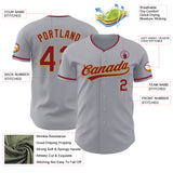 Custom Gray Crimson-Old Gold Authentic Baseball Jersey