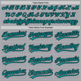 Custom Gray Teal-Black Authentic Baseball Jersey