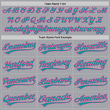 Custom Gray Teal-Pink Authentic Baseball Jersey