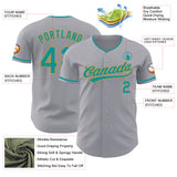 Custom Gray Teal-Old Gold Authentic Baseball Jersey
