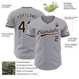 Custom Gray Brown-White Authentic Baseball Jersey