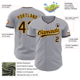 Custom Gray Brown-Gold Authentic Baseball Jersey