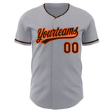 Custom Gray Brown-Orange Authentic Baseball Jersey