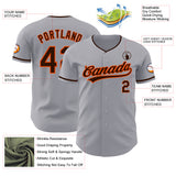 Custom Gray Brown-Orange Authentic Baseball Jersey