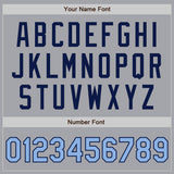 Custom Gray Light Blue Navy-White Authentic Baseball Jersey