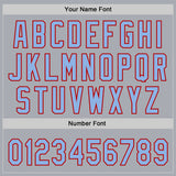 Custom Gray Light Blue-Red Authentic Baseball Jersey