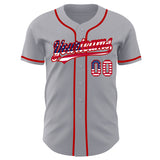 Custom Gray USA Flag-Red Authentic Baseball Jersey