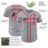 Custom Gray USA Flag-Red Authentic Baseball Jersey
