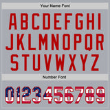 Custom Gray USA Flag-Red Authentic Baseball Jersey