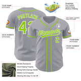 Custom Gray Neon Green-White Authentic Baseball Jersey