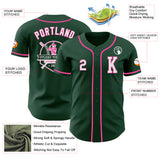 Custom Green White-Pink Authentic Baseball Jersey