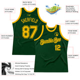 Custom Green Gold Authentic Throwback Basketball Jersey