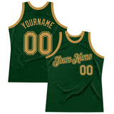 Custom Green Old Gold Authentic Throwback Basketball Jersey