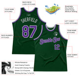Custom Green Purple-Gray Authentic Throwback Basketball Jersey