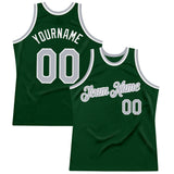 Custom Green Gray-White Authentic Throwback Basketball Jersey