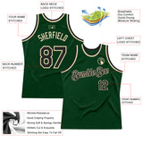 Custom Green Black-Cream Authentic Throwback Basketball Jersey