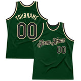 Custom Green Black-Cream Authentic Throwback Basketball Jersey