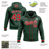Custom Stitched Green Red-White Baseball Pullover Sweatshirt Hoodie