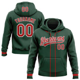 Custom Stitched Green Red-White Baseball Pullover Sweatshirt Hoodie