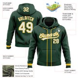 Custom Stitched Green White-Yellow Baseball Pullover Sweatshirt Hoodie