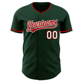 Custom Green Red-White Authentic Baseball Jersey