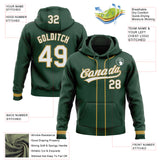 Custom Stitched Green White-Old Gold Baseball Pullover Sweatshirt Hoodie