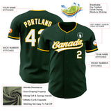 Custom Green White-Gold Authentic Baseball Jersey