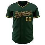 Custom Green Black-Old Gold Authentic Baseball Jersey