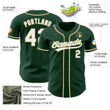 Custom Green White-Vegas Gold Authentic Baseball Jersey