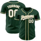 Custom Green White-Vegas Gold Authentic Baseball Jersey