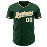 Custom Green Vegas Gold-White Authentic Baseball Jersey