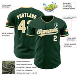 Custom Green Vegas Gold-White Authentic Baseball Jersey