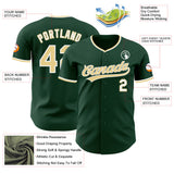 Custom Green Vegas Gold-White Authentic Baseball Jersey