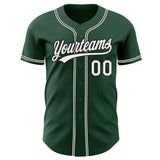 Custom Green White-Black Authentic Baseball Jersey