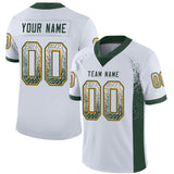 Custom White Green-Gold Drift Fashion Football Jersey