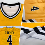 Custom Gold Black-White Hockey Jersey