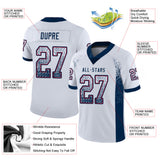 Custom White Navy-Red Drift Fashion Football Jersey