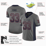 Custom Gray Navy-Red Drift Fashion Football Jersey