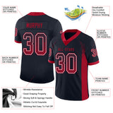 Custom Navy Red-White Drift Fashion Football Jersey