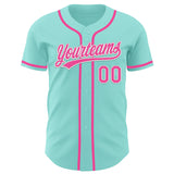 Custom Ice Blue Pink-White Authentic Baseball Jersey