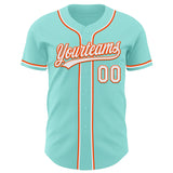 Custom Ice Blue White-Orange Authentic Baseball Jersey