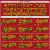 Custom Red Green-Gold Bomber Full-Snap Varsity Letterman Jacket